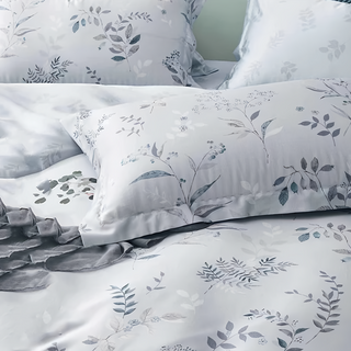 貝淇小舖 60支100%純天絲TENCEL (雙人/加大/特大), 床包 + 枕套2個, 雙人床包152 x 188cm + 枕套47 x 75cm, 朱實裊裊