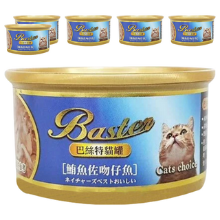 Baster 巴絲特 貓罐, 鮪魚 + 吻仔魚, 80g, 6罐