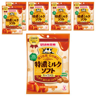 UHA味覺糖 特濃軟糖 焦糖味 70g/包 北海道牛乳 濃郁奶香 Q彈口感 獨立包裝, 70g, 6包