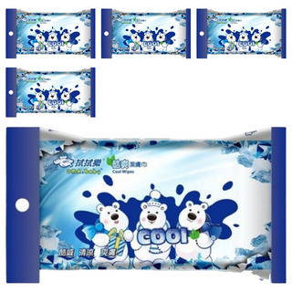 拭拭樂 酷爽濕巾 薄荷清涼感, 1入, 5包