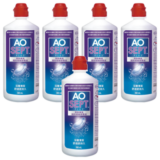 Alcon 愛爾康 AO耶歐雙氧隱型眼鏡保養液, 360ml, 5瓶