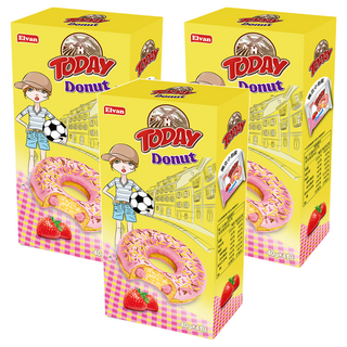土耳其 TODAY 草莓風味甜甜圈 160g*3盒, 獨立包裝方便攜帶, 下午茶點心首選