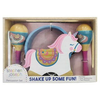 stephen joseph 打擊樂器組 獨角獸 包含一個鈴鼓和兩個沙球, Multicolor, 1盒