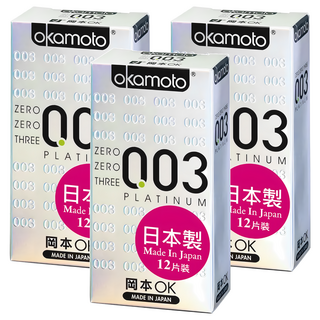 Okamoto 岡本 003 極薄型衛生套 52mm 白金, 12入, 3盒