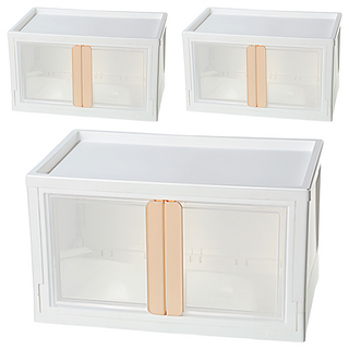 KEYWAY 聯府 雪山磁吸式雙開收納櫃 45L PU451 3個, 奶茶色