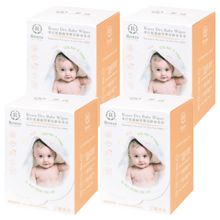 Roaze 柔仕 乾濕兩用嬰兒紗布毛巾 纖柔款 80張1盒, 醫療級水針布, 溫和不刺激, 80張, 4盒