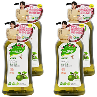 一滴淨 蘆薈多酚食品用洗潔精，99.5%植物萃取，含10%蘆薈，溫和不刺激, 1kg, 4瓶