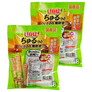 INABA 汪啾嚕肉泥捲心條 關節保健配方 8入, 雞肉 + 雞軟骨, 2袋, 112g