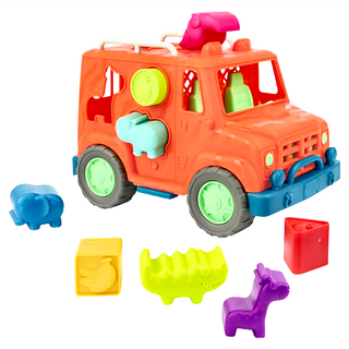 battat 科育感統玩具 飽胃站生態吉普車 Set, 橙橘, 1組