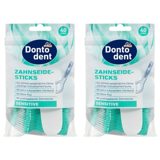dm Dontodent 成人薄荷細滑扁線牙線棒, 40支, 2包