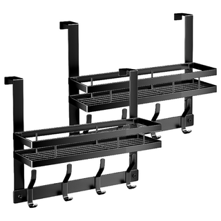 小麥購物 雙層門後掛勾 4鉤 C582 36cm 703g, 黑色, 2個