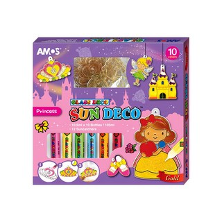 AMOS 阿摩司 壓克力模型板DIY玻璃彩繪組 10色 10.5ml x 10 瓶 + 12 Suncatchers, 1盒, 多色