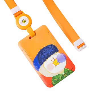 鴨鴨油畫易拉扣卡套 藝術插畫設計 滑蓋開啟, 11 x 7cm + 伸縮0~60cm, 割耳 黃色, 1個