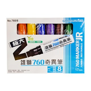 SIMBALION 雄獅 760奇異筆 17mm No.760/8, 8色, 1盒