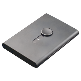 京都良品 商務菁英免開蓋自動出卡名片盒 黑色 鋁合金, 1個