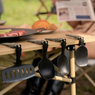 Awada 折疊烹飪餐具組 Set 尼龍材質 飯匙/湯匙/小湯匙/煎鏟 耐熱耐腐蝕, 1組, 軍綠色 / 黑色