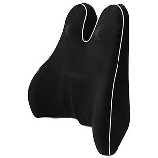 西格傢飾 人體工學高密度護腰記憶棉靠墊, 呵護腰椎, 兩側包覆支撐, 柔軟透氣, 45 x 19 x 35.5cm, 黑色