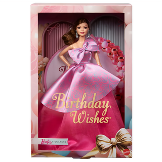 MATTEL 美泰兒 芭比洋娃娃 收藏系列 兒童玩具, 生日願望芭比 粉色 + 紫色, 1盒