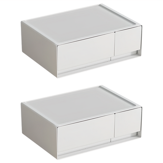 樂居家 白色簡約風桌上型抽屜收納盒2件組 多格可堆疊收納, F0688-02