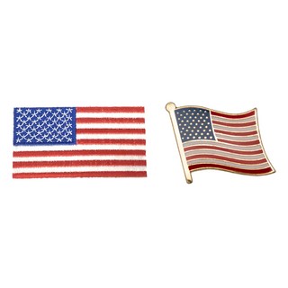 A-ONE 匯旺 美國正向國旗刺繡 國旗別針 9x5cm 台灣製, 彩色, 1組