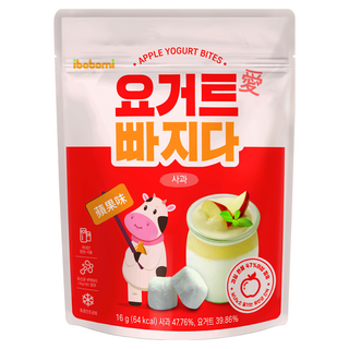 ibobomi 乳酸菌優格點心 蘋果味, 使用新鮮生乳，不含人工香料、色素及防腐劑，夾鏈包裝, 16g, 1包