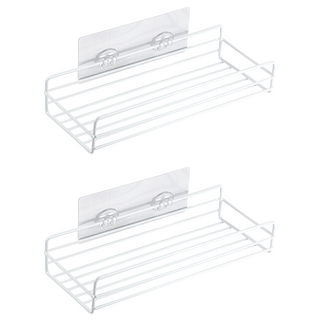 無痕衛浴鐵架, 長形白色, 2個