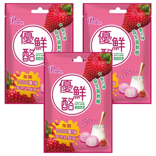 Pinky 優鮮酪 益生菌軟糖 每顆含1000萬個乳酸菌 香甜草莓口味, 52.5g, 3包