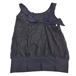 Summer love 夏之戀 大女外搭上衣 黑色 鏤空 蝴蝶結, M