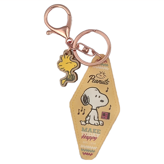 PEANUTS 史努比 菱形鑰匙圈, 黃色, 1個
