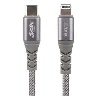 INTOPIC 廣鼎 Type C-Lightning PD影速快充傳輸線 CB-CTL-29, 120cm, 銀灰色, 1條