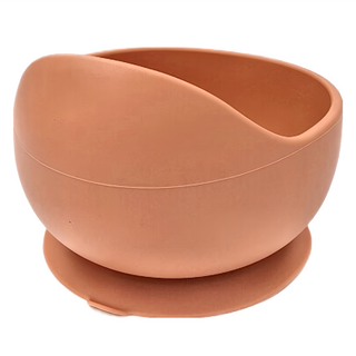 矽膠吸盤蝸牛碗, 底部吸盤設計, 耐摔矽膠材質, 經得起寶寶考驗, 焦糖橘色, 1組