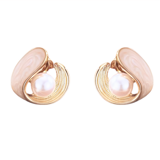 ROCiO 無耳洞耳夾式耳環 Set, 頂級 CZ 鋯鑽 淡水珍珠 鍍14K金, RK06, 1組