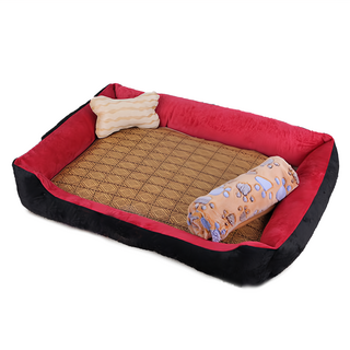 捷華 寵物窩四件套組 適合7KG以下貓犬使用, 黑色+ 紅色, 1組