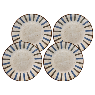 JUST HOME 米藍十草平盤 6吋 日本製, 4件組平盤(18.8 x 2.8cm), 藍色, 1組