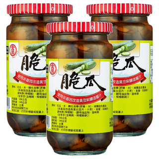 金蘭脆瓜, 嚴選新鮮花瓜, 無添加防腐劑、色素、味精, 396g, 3罐