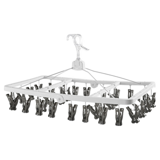 秒收折疊防風曬衣架，32夾, 58 x 30.5 x 34cm 折疊41 x 30 x 4cm, 灰色