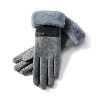 GOLOV.EJOy 女款羊毛 小香風加厚保暖手套/滑雪手套/機車手套, 灰色, 1雙