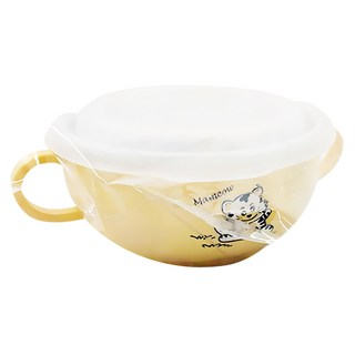 ZEBRA THAILAND 斑馬 雙耳兒童碗 附湯匙, 11CM 250ml SUS 304不銹鋼, 黃色, 1組