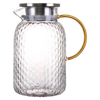 FOREVER 耐熱玻璃錘紋款不鏽鋼把手水壺, HM-1500, 1.5L, 1個