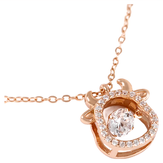 MARIGOLD 美爾朵 線在開運 12生肖系列 925純銀 鋯石項鍊 40cm, 生肖牛 玫瑰金