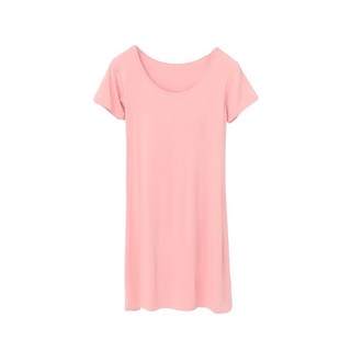 NEW FORCE 莫代爾素色簡約短袖長版居家服 涼感透氣 彈力舒適 連身裙