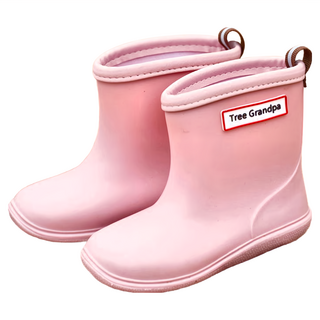 Treegrandpa 兒童雨鞋, PVC材質, PU包邊, 粉色, 19cm