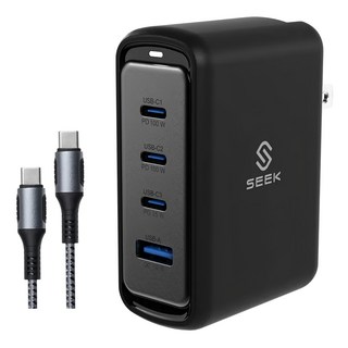 SEEK 100W GaN電源供應器 附贈C-to-C充電線, CU-P1001-BK, 1個