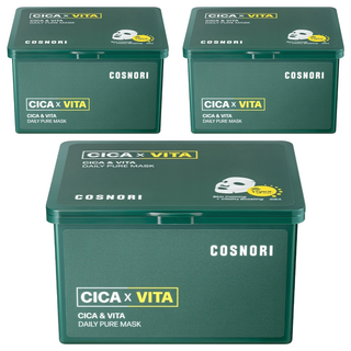 COSNORI 積雪草&維他命每日抽取式面膜 舒緩保濕提亮膚色 打造健康光澤肌膚, 30片, 3盒