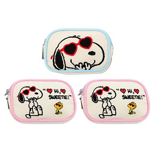 PEANUTS 史努比 SNOOPY 愛心系列 電繡票卡夾零錢包 3入