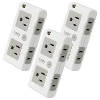 MAX STAR 太星電工 大間距2P+3P四插分接式旋轉插座 180°專利 正側插座, 白色, 3個, 5cm