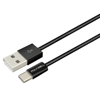 POLYWELL 寶利威爾 Type-A to Type-C PD編織快充線 3A 60W PW15-W45-M954, 2m, 黑色, 1條