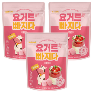 ibobomi 乳酸菌優格點心，韓國生乳製作，無添加人工香料、色素、防腐劑, 草莓味, 16g, 3包