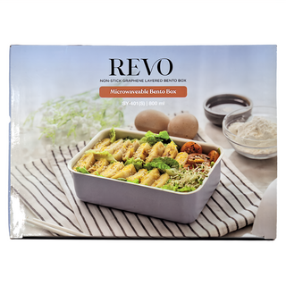 REVO 不沾石墨烯分層便當盒 微波爐可用 800毫升, 透明蓋+紫色盒體, 1個