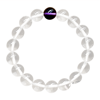 馥瑰馨盛 天然手鍊 手圍16-16.5CM, 圓珠直徑8mm, 白水晶紫晶